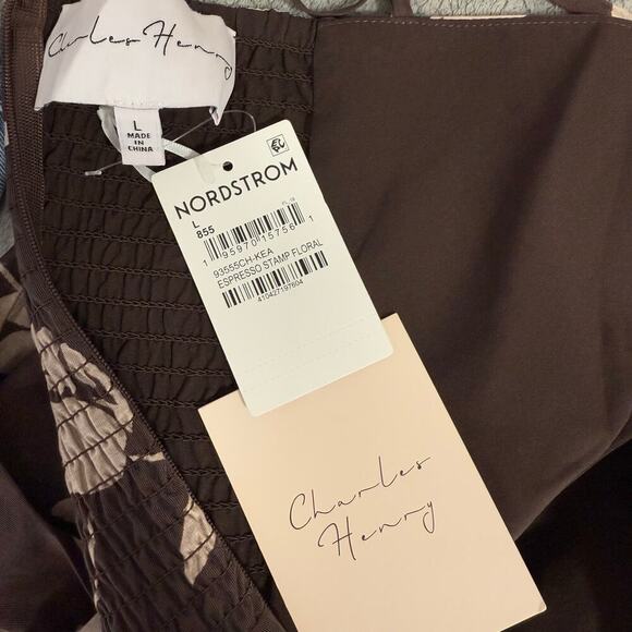 Charles Henry Floral Print Sleeveless Midi Sundress, Brown, L - Picture 7 of 8